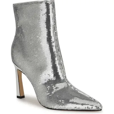 Nine West Baey Pointed Toe Bootie In Silver