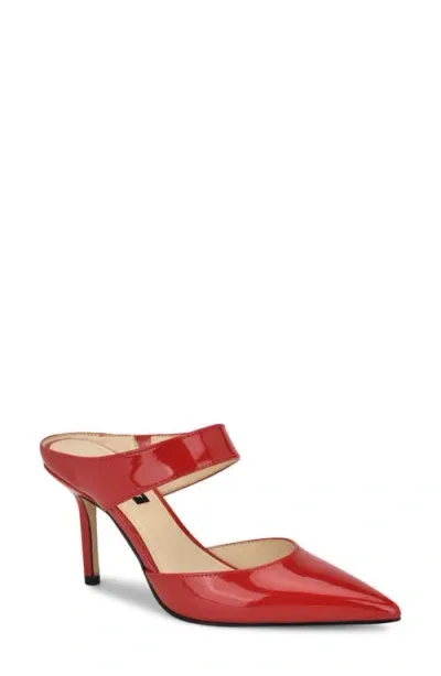 Nine West Darian Pointed Toe Mule In Red Patent