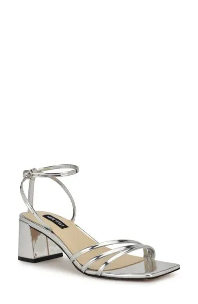 Nine West Embae Ankle Strap Sandal In Silver