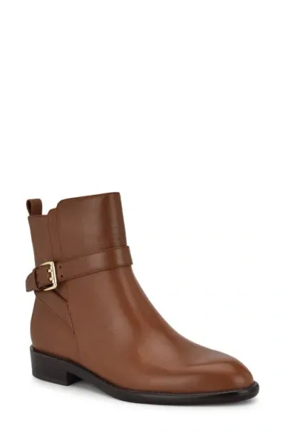 Nine West Hoken Bootie In Brown Leather