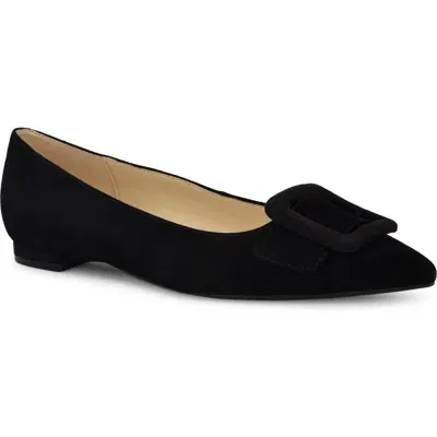 Nine West Jesike Pointed Toe Flat In Black Suede