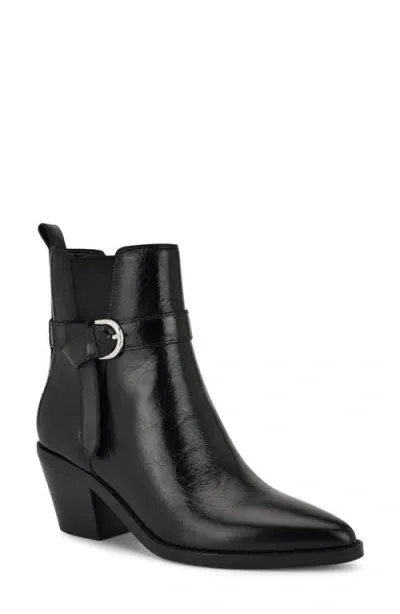 Nine West Lemone Pointed Toe Bootie In Black Leather