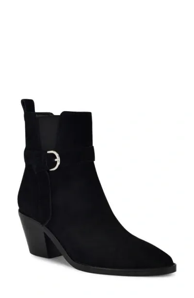 Nine West Lemone Pointed Toe Bootie In Black Suede