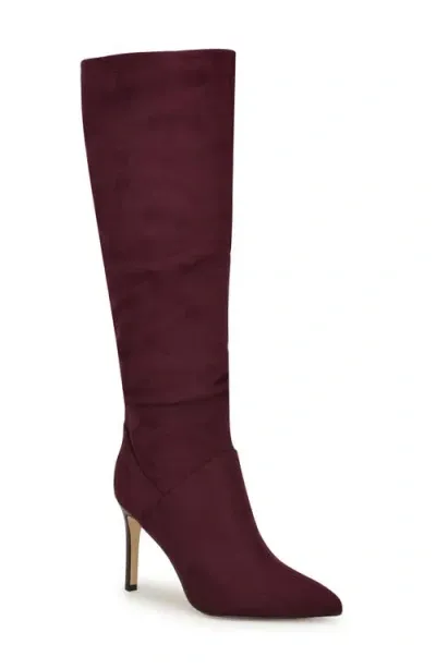 Nine West Perino Pointed Toe Knee High Boot In Dark Red