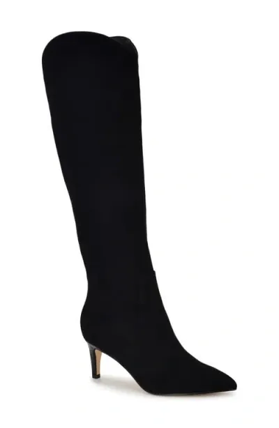 Nine West Sirena Pointed Toe Knee High Boot In Black/black