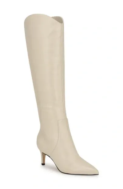 Nine West Sirena Pointed Toe Knee High Boot In Cream Leather