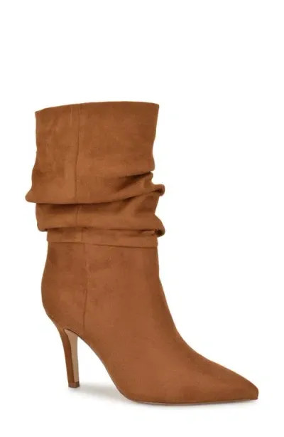 Nine West Slouch Pointed Toe Bootie In Dark Natural