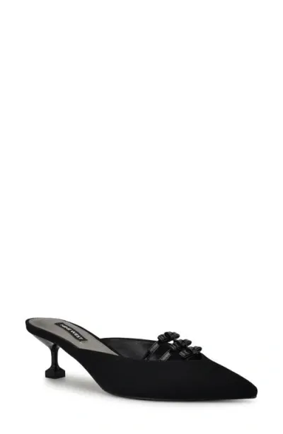 Nine West Weeka Kitten Heel Mule In Black/black