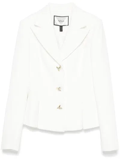 Nissa Heart-shaped Buttons Single-breasted Blazer In White