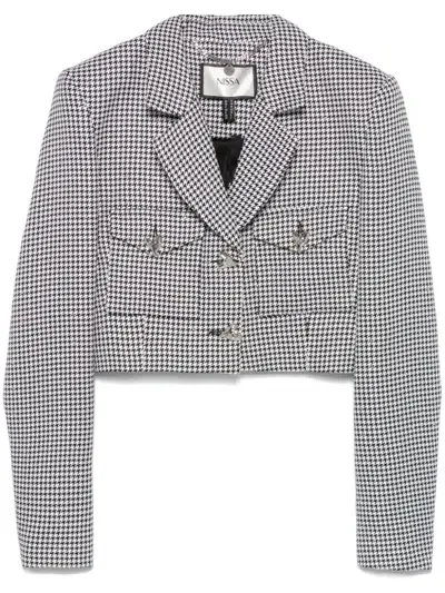 Nissa Herringbone-pattern Blazer In White