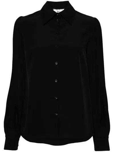 Nissa Plissé-sleeve Shirt In Black