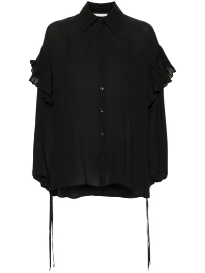 Nissa Ruffle-detail Shirt In Black