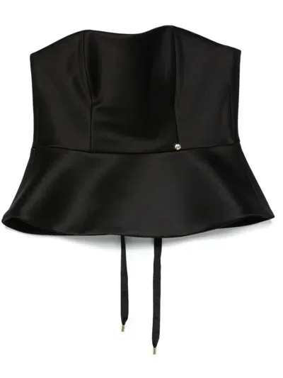 Nissa Taffeta Corset Top In Black