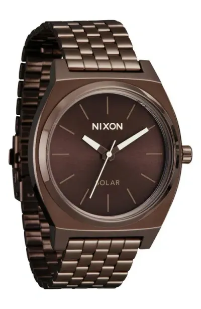 Nixon Time Teller Solar Bracelet Watch, 40mm In Brown