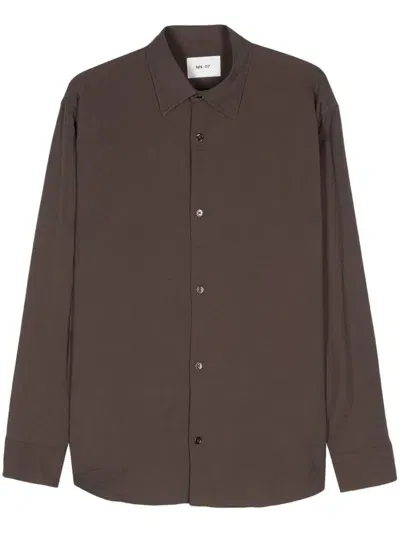 Nn07 Freddy Classic-collar Shirt In Brown