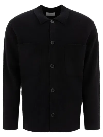 Nn07 Jonas 6398 Merino Wool Overshirt In Black