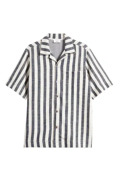 Nn07 Julio 3515 Camp Shirt In Navy Stripe