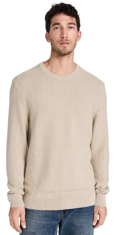 Nn07 Pete Herringbone Crewneck Sweater Khaki Beige