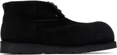 No Idea Black Big Foot Boots In Black Suede