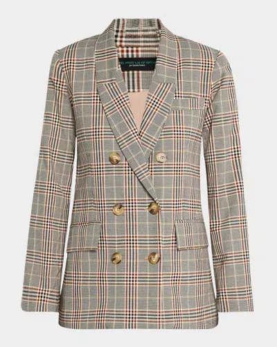 No Pise La Grama Marcela Plaid Tailored Jacket In Neutrals