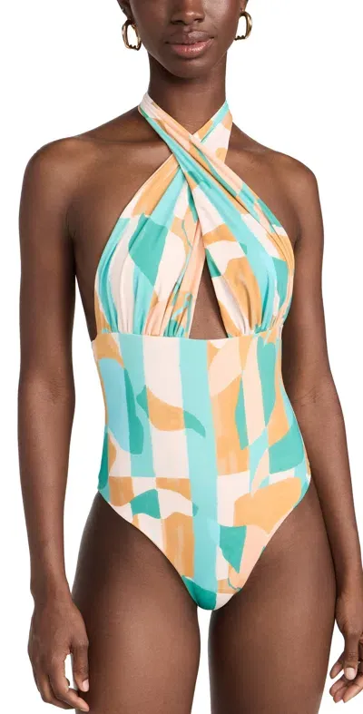 Nomads Isle One Piece Expressivo Print And Peach