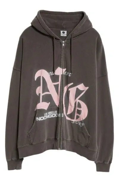 Noon Goons Sponsor Graphic Zip Hoodie In Black