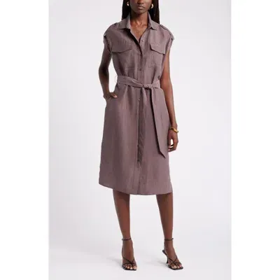 Nordstrom Belted Utility Shirtdress In Grey Plum