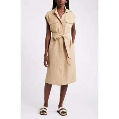 Nordstrom Belted Utility Shirtdress In Tan Travertine