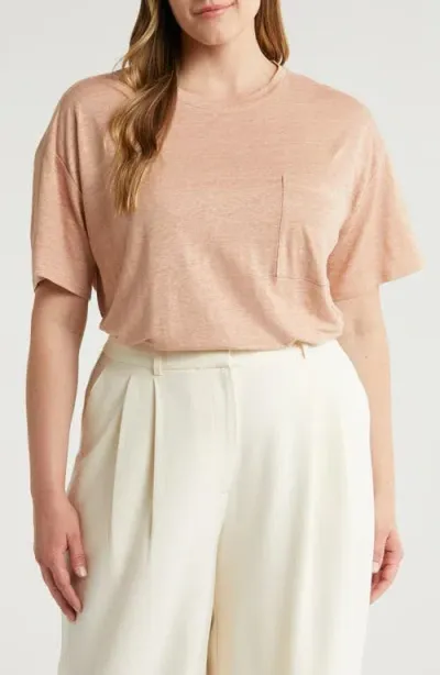 Nordstrom Boxy Linen Pocket T-shirt In Beige Tuscany