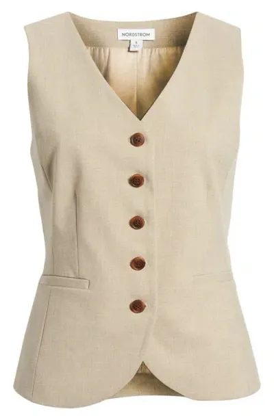 Nordstrom Button Front Vest In Tan Doeskin Heather