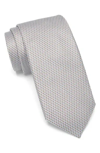 Nordstrom Caldwell Mini Geometric Pattern Silk Tie In Taupe