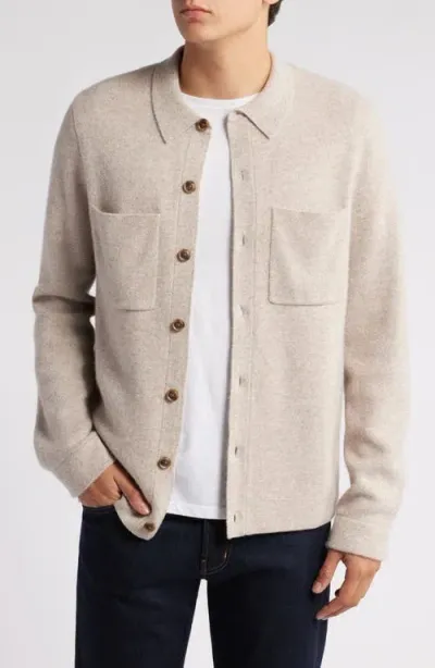 Nordstrom Cashmere Button-up Sweater In Brown Bitter Heather