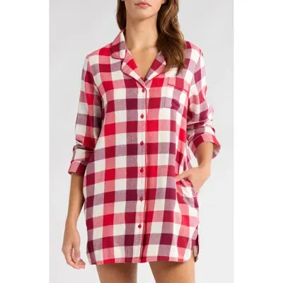 Nordstrom Check Flannel Nightshirt In Red Multicheck