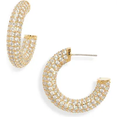 Nordstrom Chunky Pavé Hoop Earrings In Clear- Gold