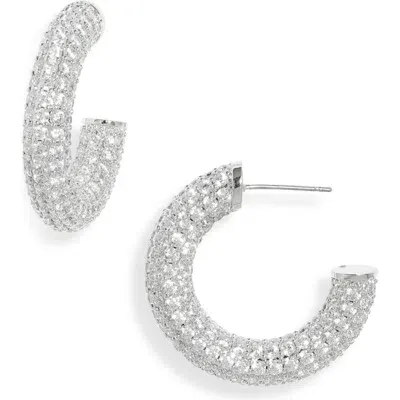 Nordstrom Chunky Pavé Hoop Earrings In Clear- Silver