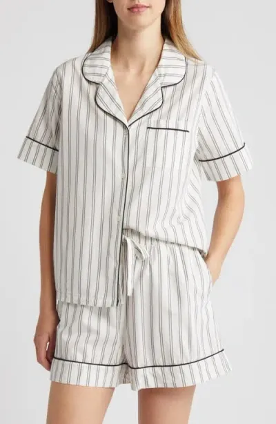 Nordstrom Classic Short Cotton Pajamas In Grey Steel Jenn Stripe