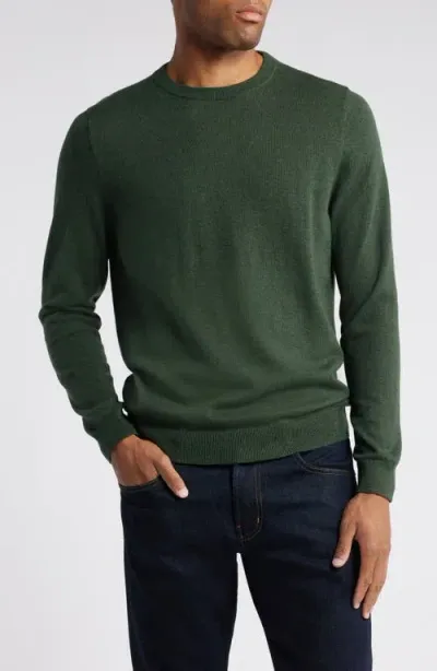 Nordstrom Cotton & Cashmere Crewneck Sweater In Dark Green Heather