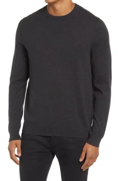 Nordstrom Cotton & Cashmere Crewneck Sweater In Grey Dark Charcoal Heather