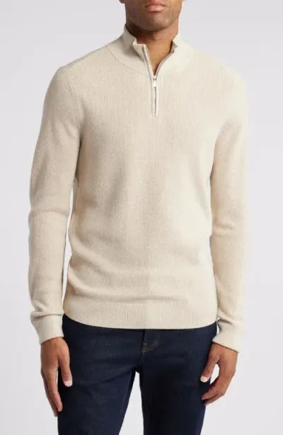 Nordstrom Cotton & Cashmere Quarter Zip Sweater In Ivory Sand Heather