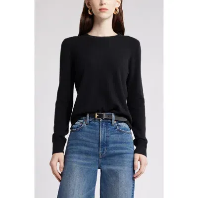 Nordstrom Crewneck Cashmere Sweater In Black Rock