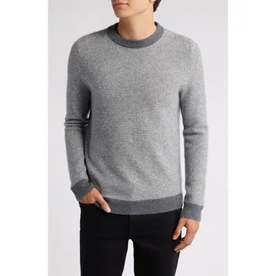 Nordstrom Crewneck Cashmere Sweater In Charcoal Ivory Texture