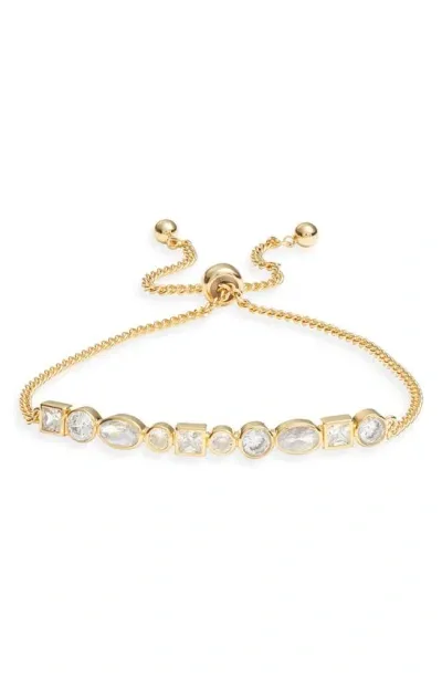 Nordstrom Cubic Zirconia Bar Slider Bracelet In Clear- Gold