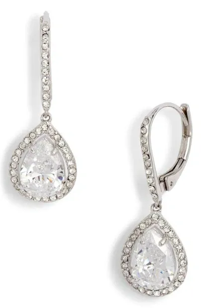 Nordstrom Cubic Zirconia Drop Earrings In Clear- Silver