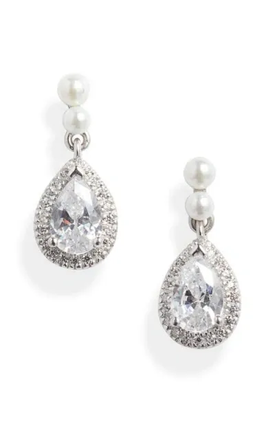 Nordstrom Cubic Zirconia Drop Earrings In Platinum Plated