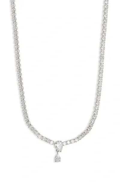 Nordstrom Cubic Zirconia Drop Tennis Necklace In Clear- Silver