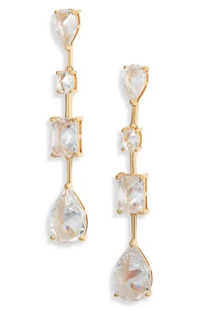 Nordstrom Cubic Zirconia Linear Drop Earrings In Clear- Gold