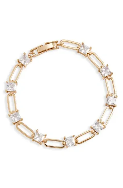 Nordstrom Cubic Zirconia Open Link Bracelet In Clear- Gold