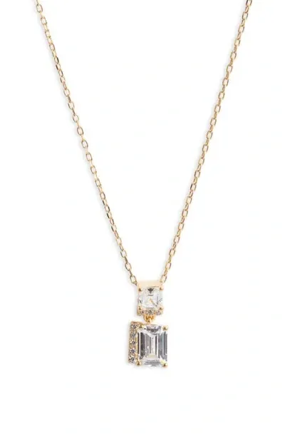 Nordstrom Cubic Zirconia Pendant Necklace In 14k Gold Plated