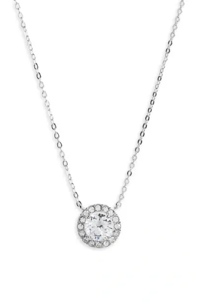 Nordstrom Cubic Zirconia Pendant Necklace In Clear- Silver