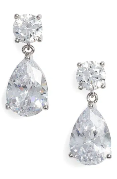 Nordstrom Cubic Zirconia Teardrop Earrings In Clear- Silver